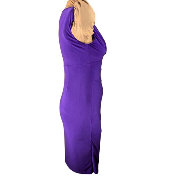 Lauren Ralph Lauren Wmns 12 Purple V-Neck Stretch Sleeveless Cocktail Dress - Picture 3 of 9